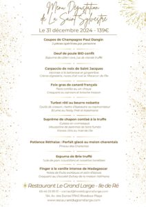 Menu 31 décembre Restaurant Le Grand Large - Ile de Ré